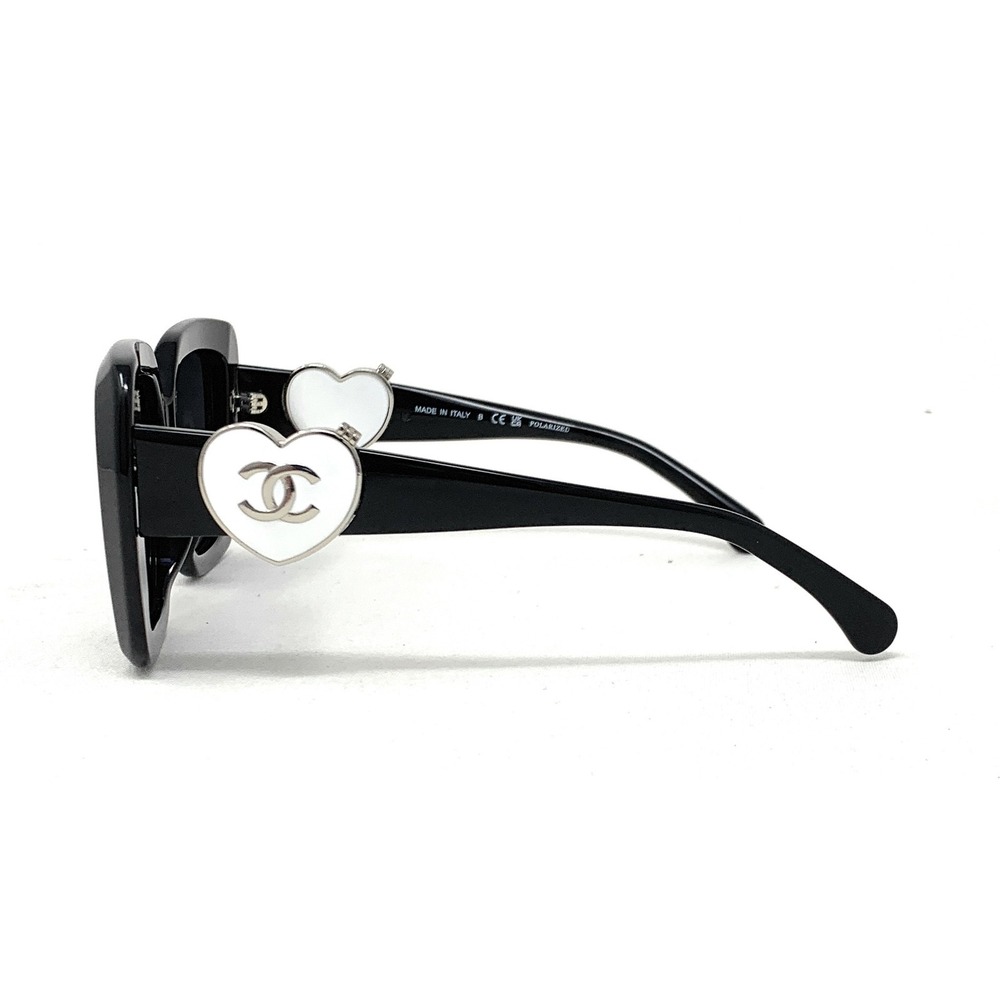 CHANEL Women's Polarized Sunglasses CH5518A 501/T8 Black Silver Grey 54mm - Picture 4 of 6